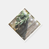 バ素朴ンウッド植物性の緑のキラキラ光 スタンダードカクテルナプキン (角)