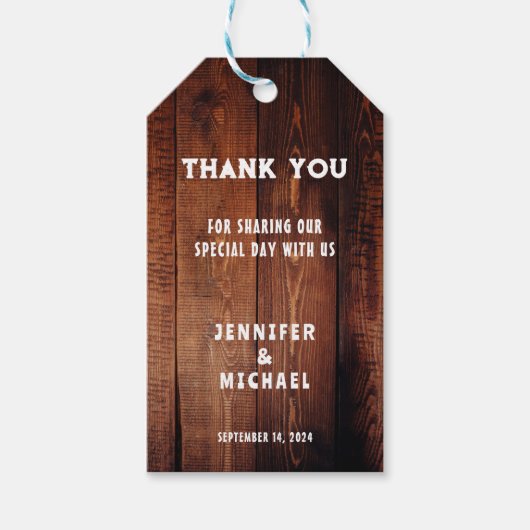 バ素朴ンウッド田舎の結婚式ありがとう ギフトタグ (正面)