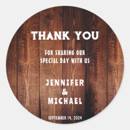 バ素朴ンウッド田舎の結婚式ありがとう ラウンドシール