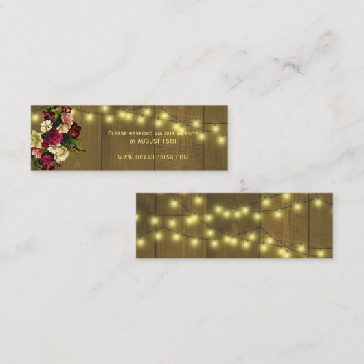 バ素朴ンウッド秋結婚のウェブサイトRSVP スキニー名刺 (正面/裏面)