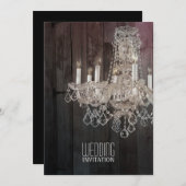 バ素朴ンウッド結婚シャンデリア 招待状 (正面/裏面)