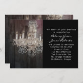 バ素朴ンウッド結婚シャンデリア 招待状 (正面/裏面)