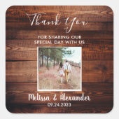 バ素朴ンウッド結婚写真sありがとう スクエアシール (正面)