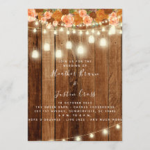 バ素朴ンウッド結婚式招待状/お祝い