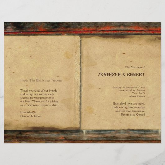 バ素朴ンウッド結婚式 プログラム (正面)