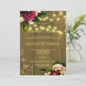 バ素朴ンウッド金ゴールドライトフローラブライダルシャワー 招待状 (スタンド正面)