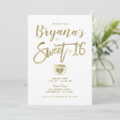 バ素朴ンウッド金ゴールド&ホワイトシックスウィート16パーティー 招待状 (スタンド正面)