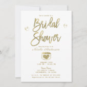 バ素朴ンウッド金ゴールド&ホワイトシックブライダルシャワー 招待状 (正面)