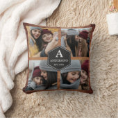 バ素朴ンウッド4写真ファミリーフォトコラージュ クッション (ブランケット)
