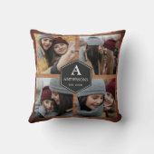 バ素朴ンウッド4写真ファミリーフォトコラージュ クッション (裏面)