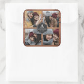 バ素朴ンウッド4写真ファミリーフォトコラージュ スクエアシール (バッグ)