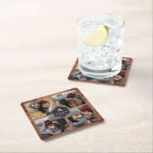 バ素朴ンウッド4写真ファミリーフォトコラージュ スクエアペーパーコースター (インサイチュ)