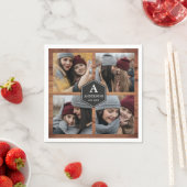 バ素朴ンウッド4写真ファミリーフォトコラージュ スタンダードカクテルナプキン (インサイチュ)