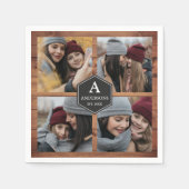 バ素朴ンウッド4写真ファミリーフォトコラージュ スタンダードカクテルナプキン (正面)