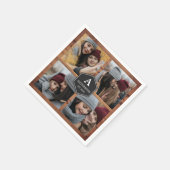 バ素朴ンウッド4写真ファミリーフォトコラージュ スタンダードカクテルナプキン (角)