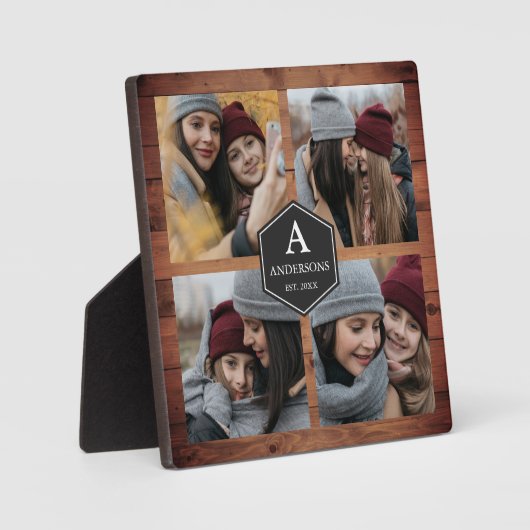 バ素朴ンウッド4写真ファミリーフォトコラージュ フォトプラーク (正面)