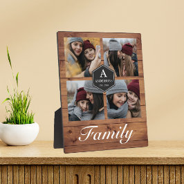 バ素朴ンウッド4写真ファミリーフォトコラージュ フォトプラーク