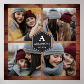 バ素朴ンウッド4写真ファミリーフォトコラージュ ポスター (正面)