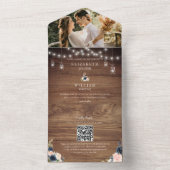 バ素朴ンウッド&フローラ結婚のQRコード写真 オールインワン招待状 (内側)