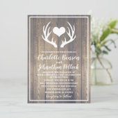 バ素朴ンウッド&ホワイトディアー〔雄ジカの〕枝角ズ結婚 招待状 (スタンド正面)