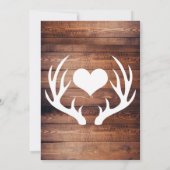 バ素朴ンウッド&ホワイトディアー〔雄ジカの〕枝角バナー 招待状 (裏面)