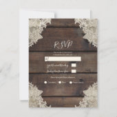 バ素朴ンウッド&レースロマンチックRSVP返信 招待状 (正面)