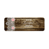 バ素朴ンウッド&レース結婚ズ差出人住所 ラベル (正面)