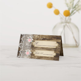 バ素朴ンウッド&レース結婚ズ プレイスカード