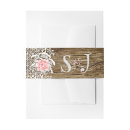 バ素朴ンウッド&レース結婚ズ 招待状ベリーバンド