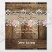バ素朴ンウッド&レース結婚式の引き出物 ワインラベル (シングルラベル)