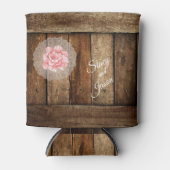 バ素朴ンウッド&レース結婚式の引き出物 缶クーラー (正面)