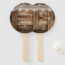 バ素朴ンウッド&レース結婚式 プログラム ハンドファン