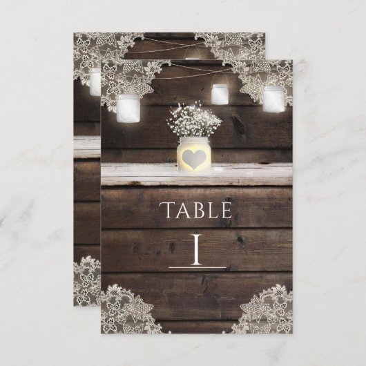 バ素朴ンウッド、レース&メイソンジャースのテーブル番号 招待状 (正面/裏面)