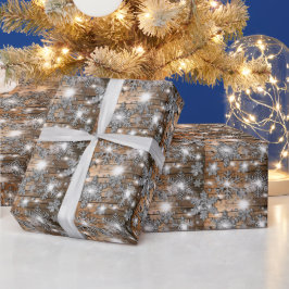 バ素朴ンウッド、銀霜の降りた雪 ラッピングペーパー