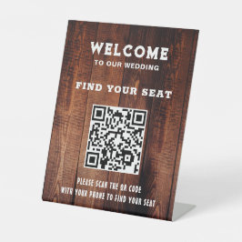 バ素朴ンウッドQRコードカントリー結婚式場 台座サイン