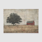 バ素朴ンオークの木と牛の絵画デコペ 薄葉紙 (正面)