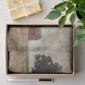 バ素朴ンオークの木と牛の絵画デコペ 薄葉紙 (ギフト)