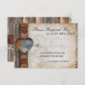 バ素朴ンカントリーウェディングRSVP 出欠カード (正面/裏面)