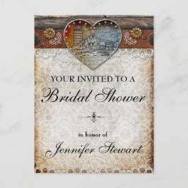 バ素朴ンカントリーブライダルシャワーはがき インビテーションポストカード