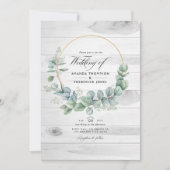 バ素朴ンカントリーユーカリQRコード結婚ズ 招待状 (正面)