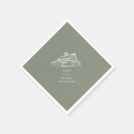 バ素朴ンセージグリーンファーム秋の結婚式 スタンダードカクテルナプキン