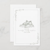 バ素朴ンセージグリーンホワイトウェディングRSVP 出欠カード (正面/裏面)