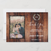 バ素朴ンドウッドの国のヴィンテージ写真結婚 サンキューカード (正面)