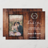 バ素朴ンドウッドの国のヴィンテージ写真結婚 サンキューカード (正面/裏面)