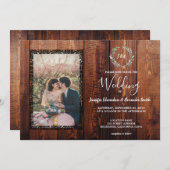 バ素朴ンドウッドの国のヴィンテージ写真結婚 招待状 (正面/裏面)