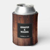 バ素朴ンドウッド新郎新婦カントリー結婚式 缶クーラー (缶正面)