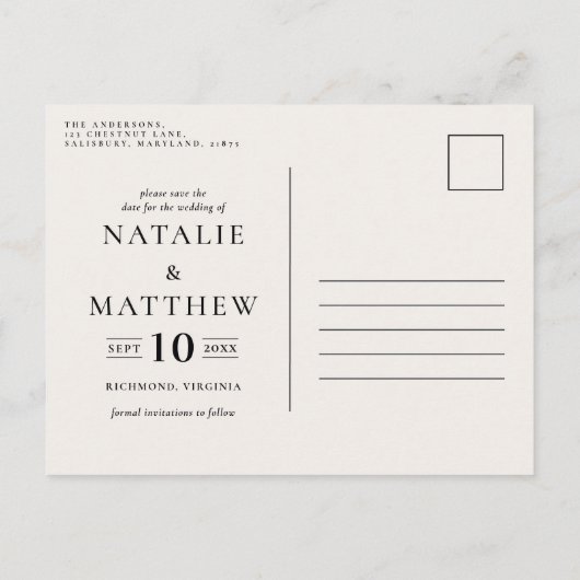 バ素朴ンファームハウス秋エレガントな結婚式 案内ポストカード (裏面)