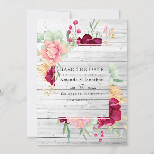 バ素朴ンブルゴーニュと赤面フローラ結婚ズ セーブザデート (正面)