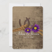 バ素朴ンホースシューズとパープルデイジー 招待状 (裏面)