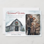 バ素朴ンホートウィッシュズファームクリスマスフォト シーズンカード (正面)